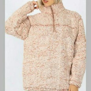Zenana Outfitters Sherpa Teddy Pullover with pockets szL
